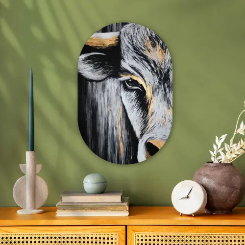 Stier - Hoorns - Snuit - Goud Wandcirkel Ovaal Forex klein -sfeer2