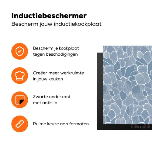 Abstract - Blauw - Bladeren Inductie beschermer vinyl 3mm klein -zzzzzzz-td-ups