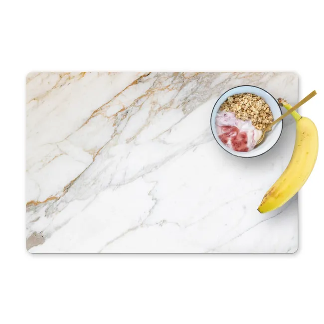 Placemat - 6 stuks - Marmer - Steen - Wit - Goud - Marmerlook - Steen - Luxe