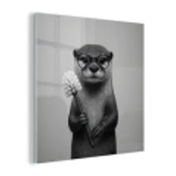 Otter - Wc-borstel - Bril - Zwart - Wit plexiglas 5mm klein -z3d