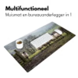 Schapen - Rij - Weide - Dieren - Platteland Muismat XXL klein -sfeer4