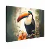 Toekan - Vogel - Bloemen - Planten canvas 2cm klein -z3d