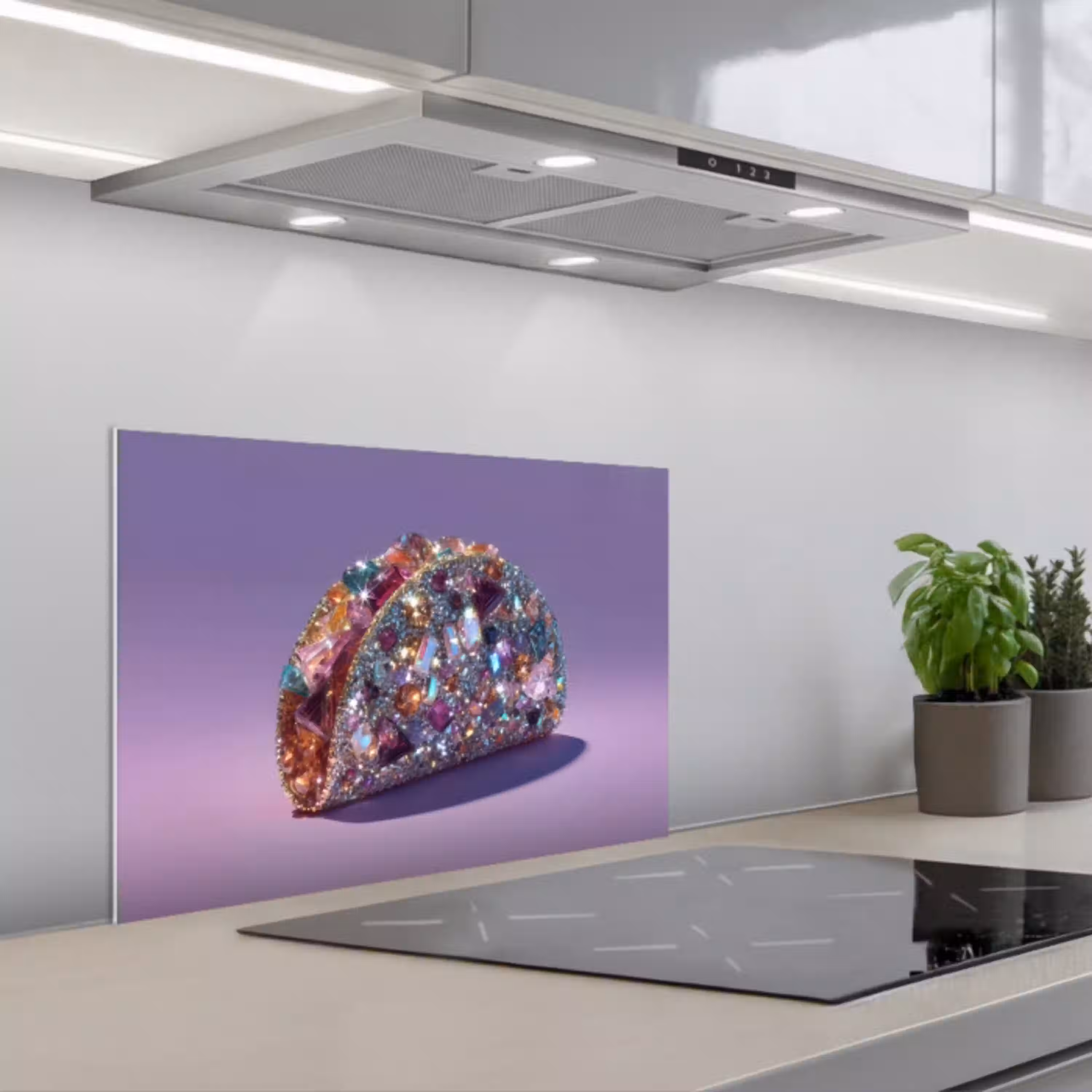 Edelstenen - Glitters - Paars - Kleurrijk keuken achterwand spatscherm klein -3d_schuin