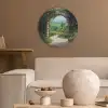 Doorkijk - Landschap - Bloemen - Pad - Uitzicht Akoestische PET Vilt - Rond klein -sfeer1