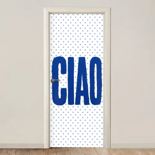 Ciao - Blauw - Stippen deurposter klein -3d_beige