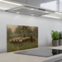 Herderin met kudde schapen - Schilderij van Anton Mauve keuken achterwand spatscherm klein -3d_schuin