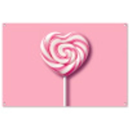 Snoep - Lolly - Hart- Roze tuinposter los doek groot -3d