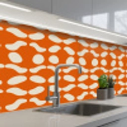 Oranje - Organische vormen - Wit keuken achterwand 2 middel 871 -3d_schuin