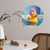 Creatief - Badeend - Kleurrijk Wandcirkel behangsticker klein -sfeer3