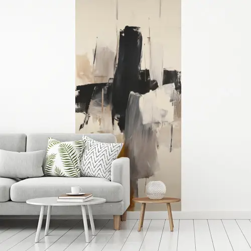 Penseelstreken - Ruw - Abstract - Beige fotobehang vinyl groot -woonkamer