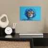 Vrouw - Bloem - Blauw - Modern - Bril - Portret poster papier klein -sfeer1