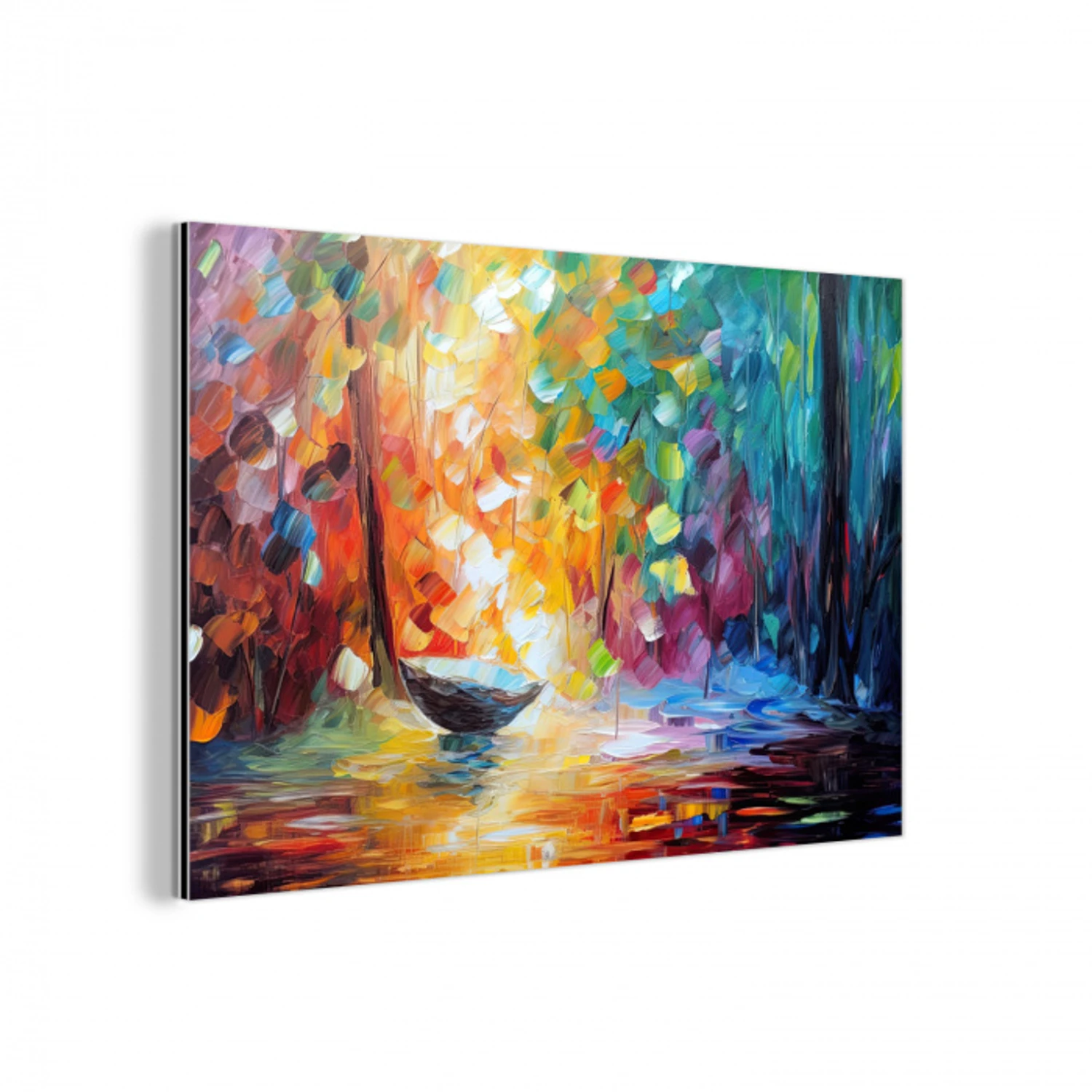 Kleurrijk - Olieverf - Water - Boot aluminium wit klein -3d