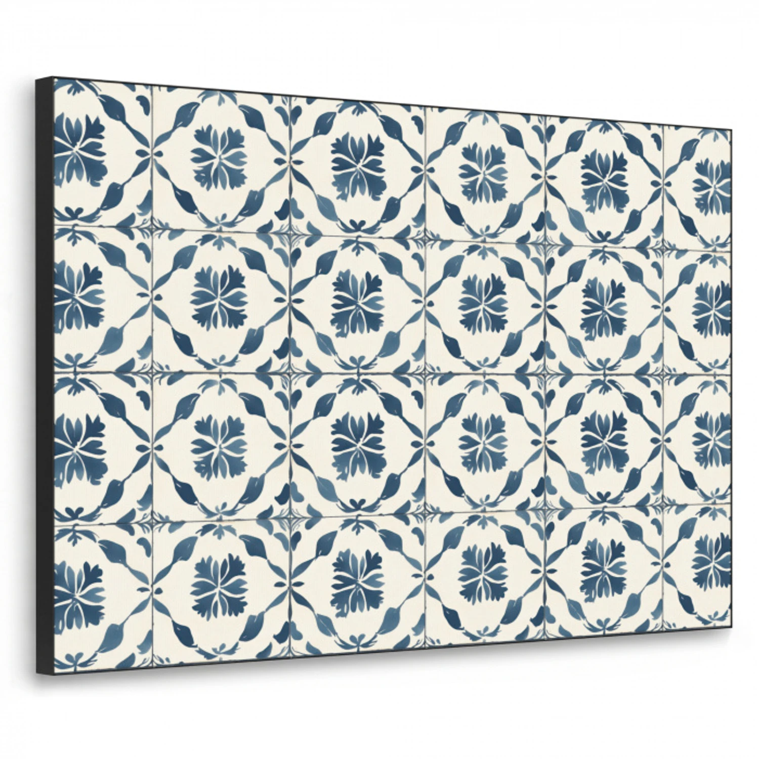 Grafisch - Tegel - Blauw Textielframe zwart klein 947 -3d