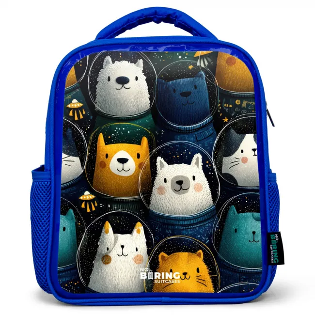 Dieren - Sterren - Planeten - Astronaut Kinderrugzak - Blauw middel -3d