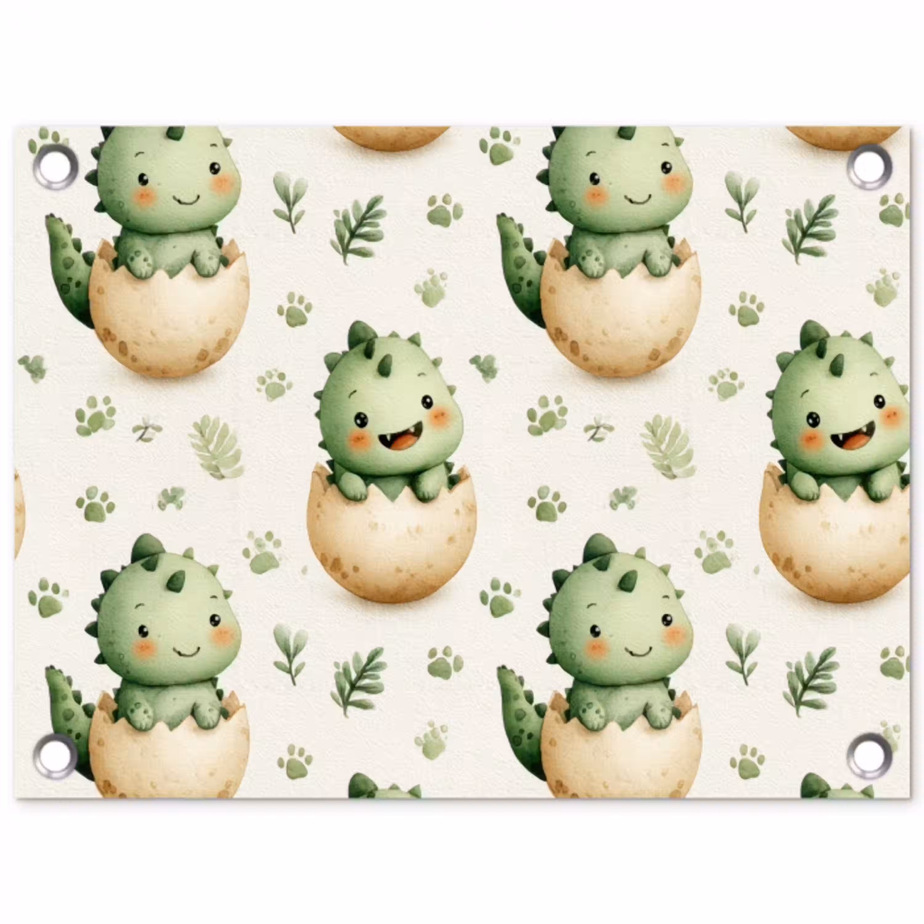 Dino - Eieren - Groen tuinposter los doek klein 239 -3d
