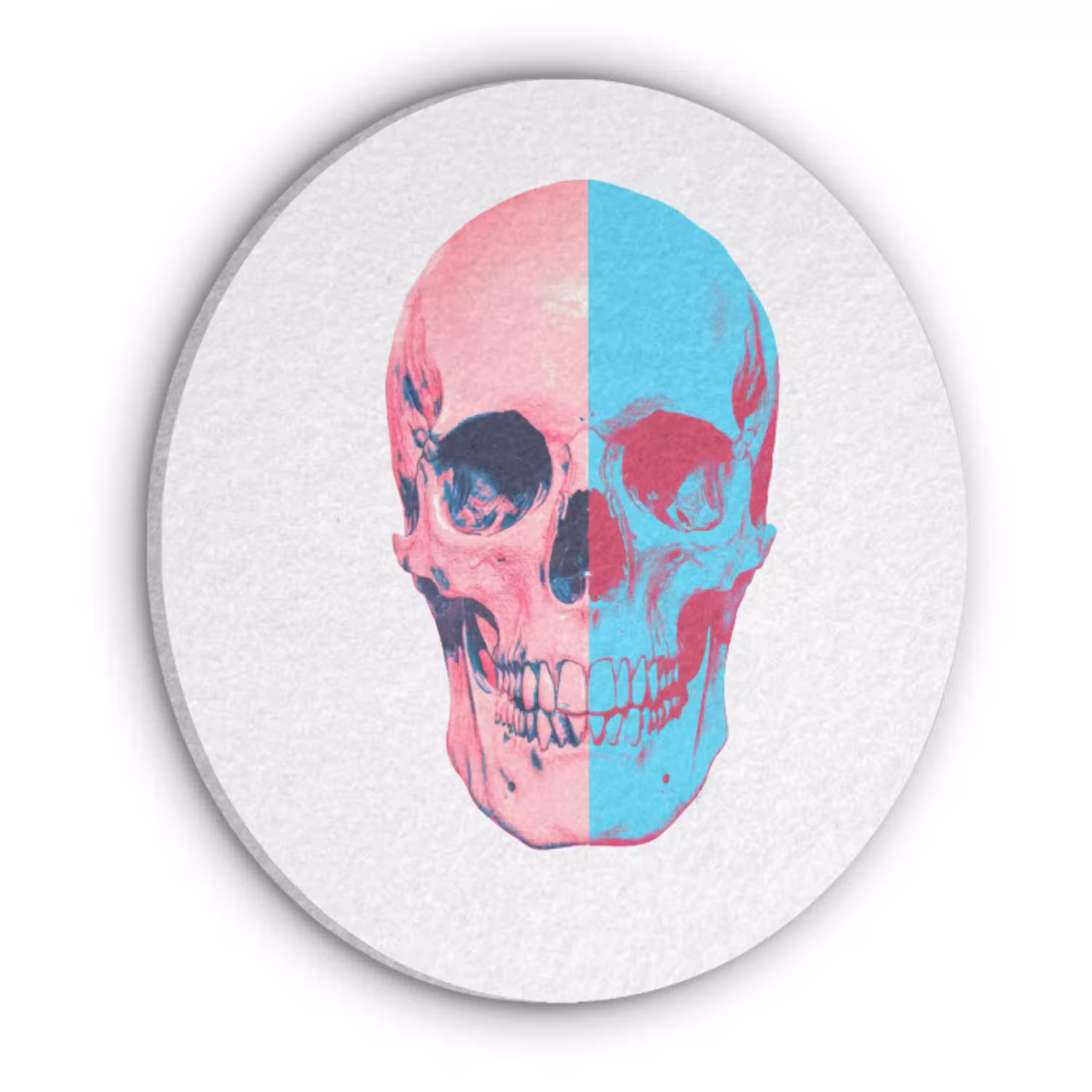 Schedel - Grafisch - Roze - Verdeeld Akoestische PET Vilt - Rond klein -3d
