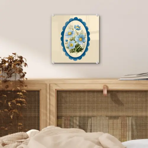 Lijst - Bloemen - Lichtblauw - Illustratie plexiglas 5mm klein -sfeer4