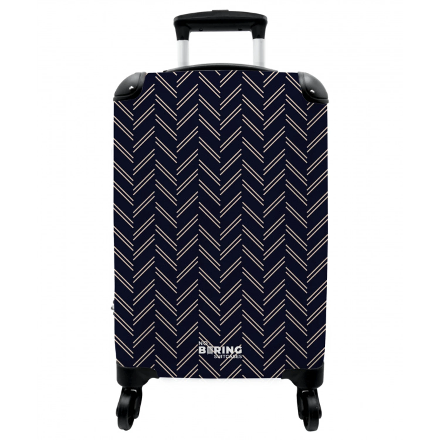 Visgraatstructuur met lichtroze lijnen op donkerblauw NBS - Handbagage koffer - Vrouwen middel -3d