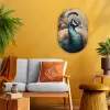 Pauw - Vogel - Bloemen - Planten - Pauwenveren Wandcirkel Ovaal Forex klein -sfeer4