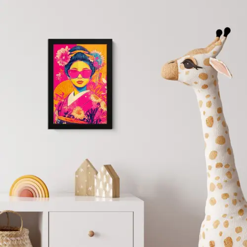 Vrouw - Zonnebril - Abstract - Oranje fotolijst zwart zonder passe partout klein -usfeer4_kinderkamer
