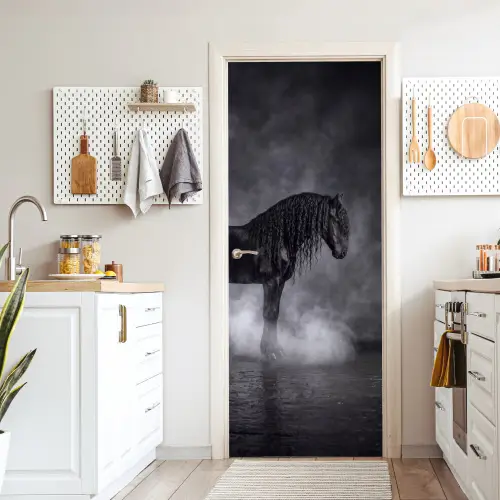 Paard - Magisch - Zwart deurposter klein -sfeer5