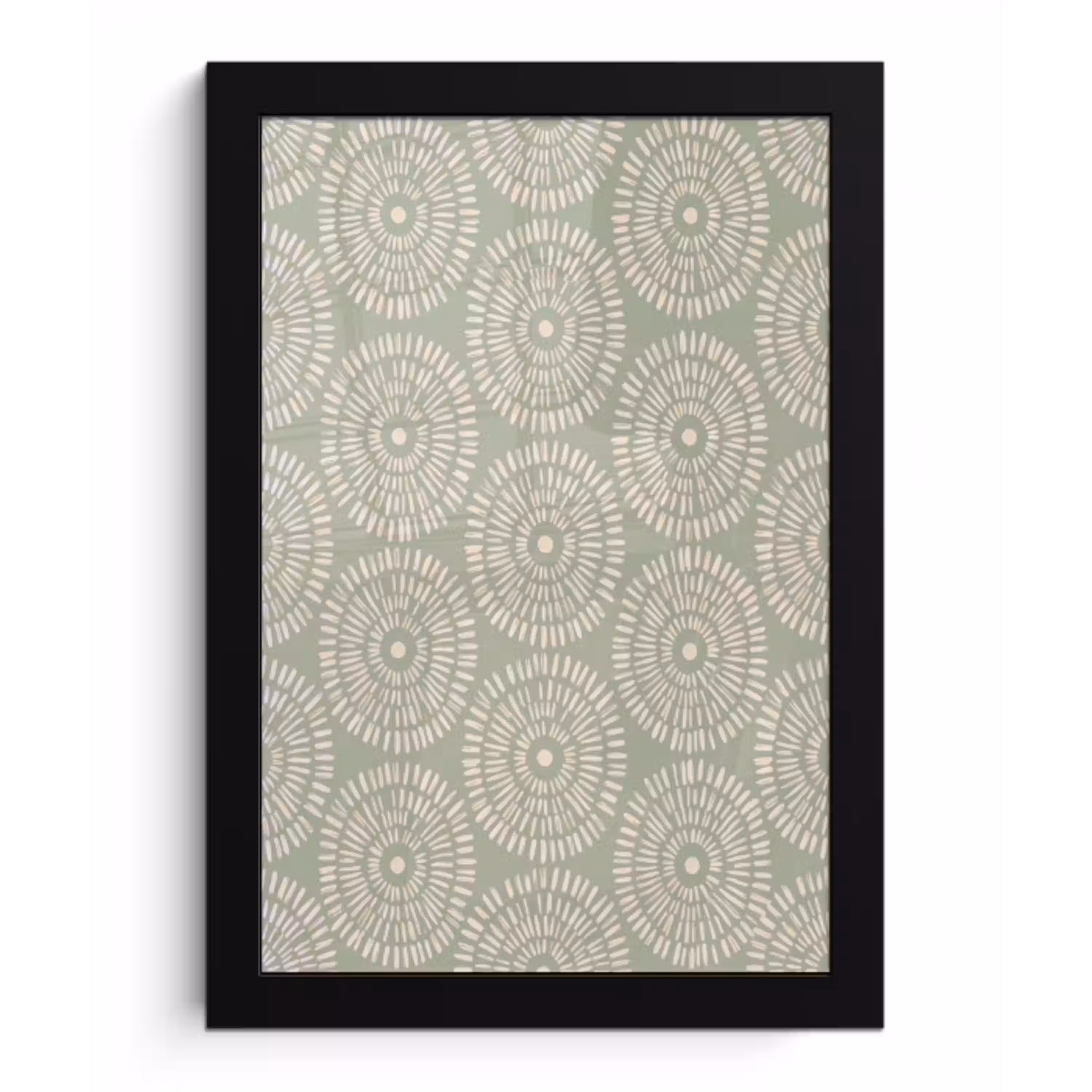 Patroon - Cirkels - Abstract - Modern - Groen fotolijst zwart zonder passe partout klein -3d