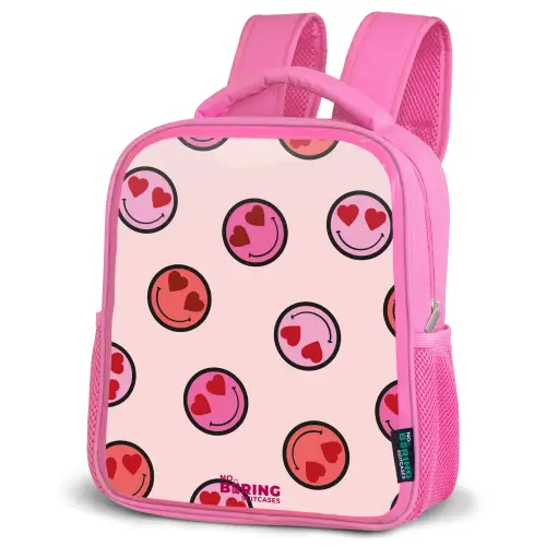 Hartje - Smiley - Patroon Kinderrugzak - Roze middel -schuin