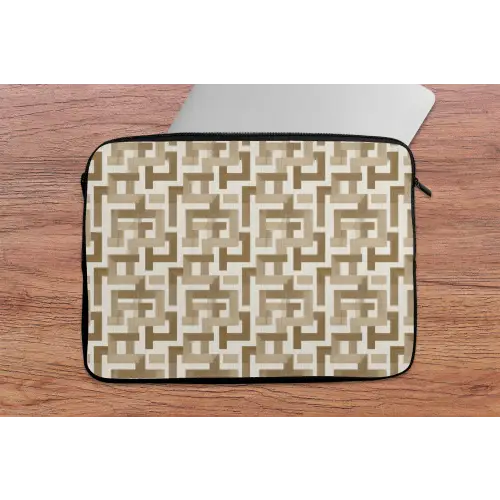 Geometrisch - Retro - Bruin laptophoes neopreen klein 279 -tafel