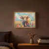 Schotse hooglander - Natuur - Kleurrijk - Bloemen Light Box met batterij (Wandlamp) middel -sfeer4