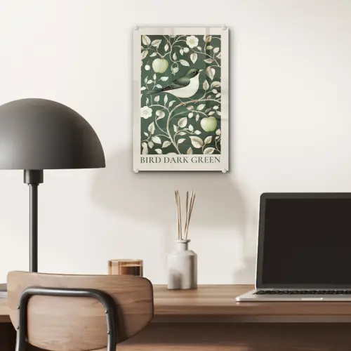 Groen - Vogel  - Bloemen plexiglas 5mm klein -sfeer6