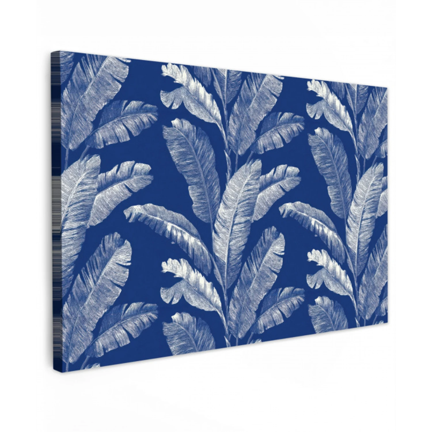 Blad - Palm - Blauw Tuinposter op houten frame 2 cm dik klein 845 -3d