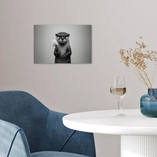 Otter - Wc-borstel - Bril - Zwart - Wit poster papier klein -sfeer3