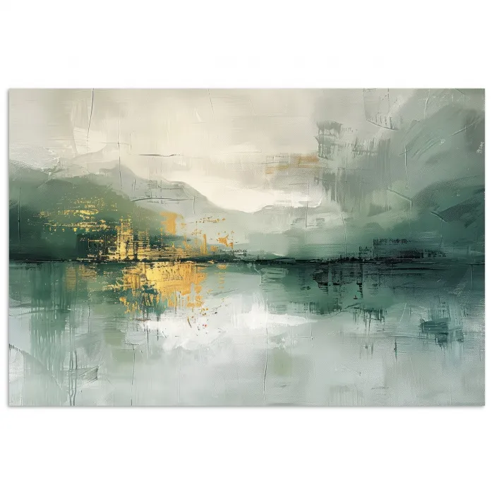 Groen - Modern - Abstract - Goud poster papier klein -3d