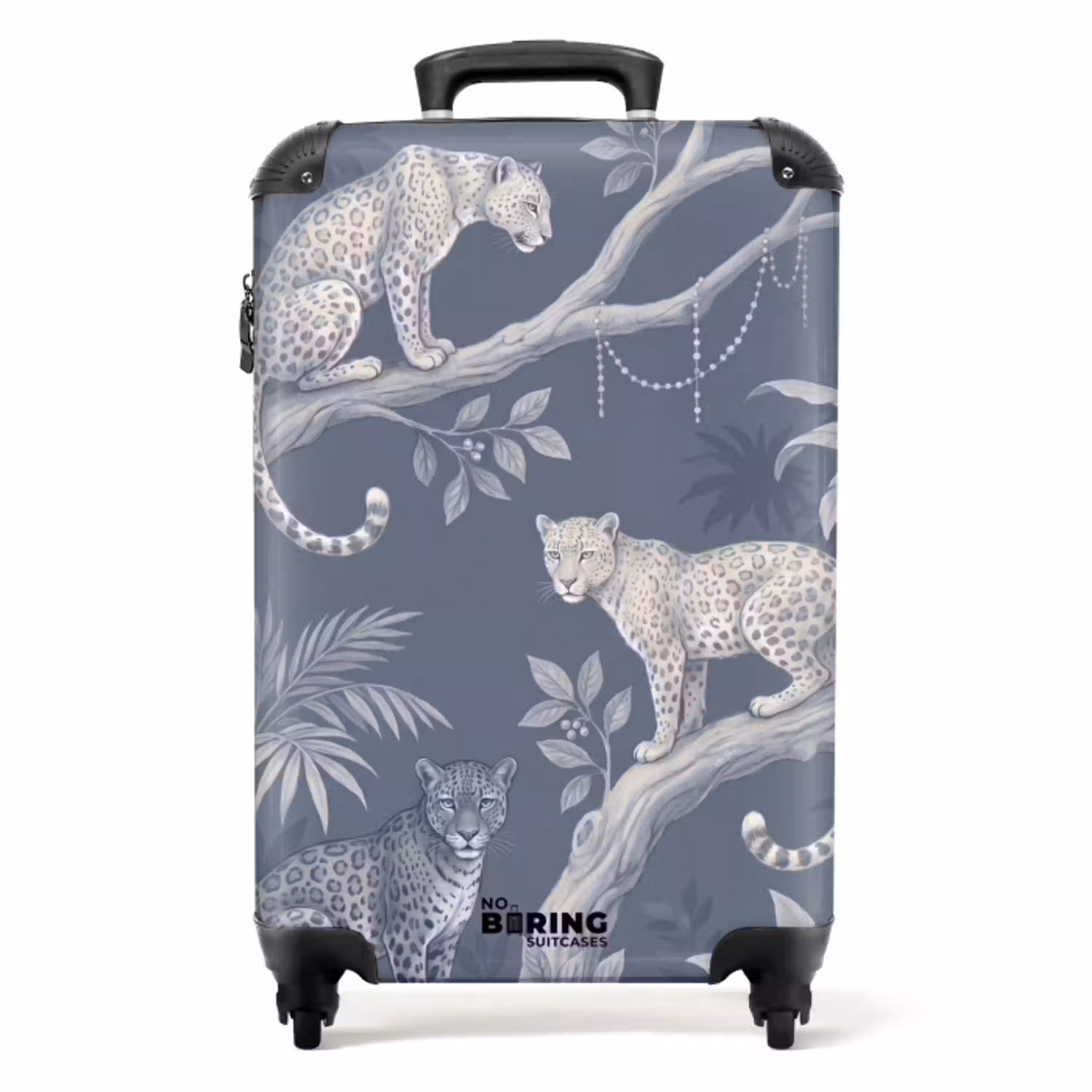 Dieren - Jungle - Illustratie - Bomen - Blauw NBS - Handbagage koffer - Volwassenen Unisex middel -productfoto_recht