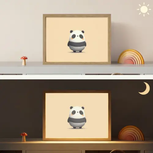 Panda - Beige - Minimalistisch Light Box met batterij (Wandlamp kind) middel -sfeer3_kind