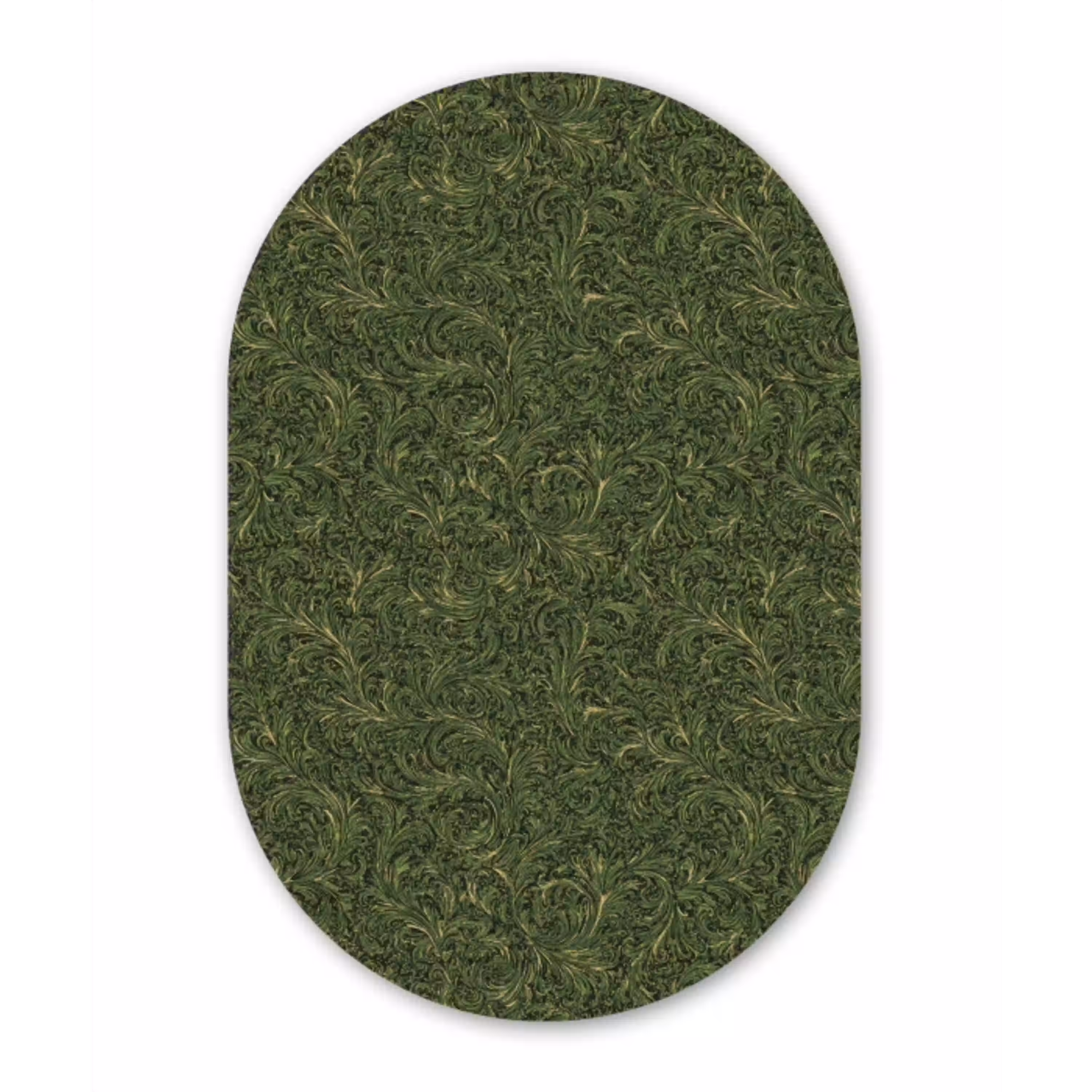 Donker - Groen - Krullend - Botanisch Wandcirkel Ovaal Aluminium middel 839 -3d