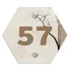 Boomsilhouet beige achtergrond - Traditioneel Naambord Hexagon klein -3d