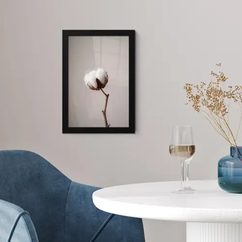 Katoenbol - Minimalistisch - Wit fotolijst zwart zonder passe partout klein -sfeer4
