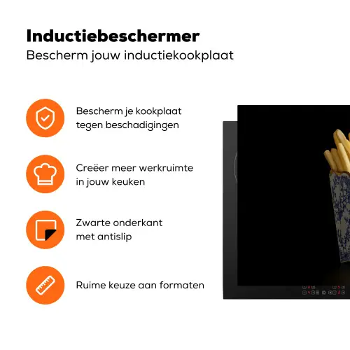Friet - Porselein - Delfts blauw - Eten Inductie beschermer vinyl 3mm klein -zzzzzzz-td-ups