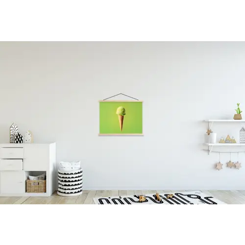 Hoorntje - Schepijs - Groen textielposter latten blank klein -kinderkamer