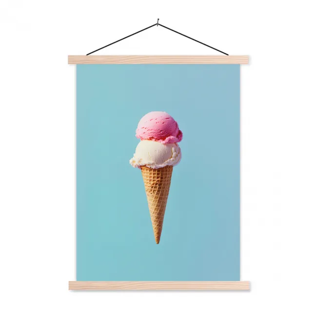 Schoolplaat - Bolletjes - Schepijs - Hoorntje - Blauw