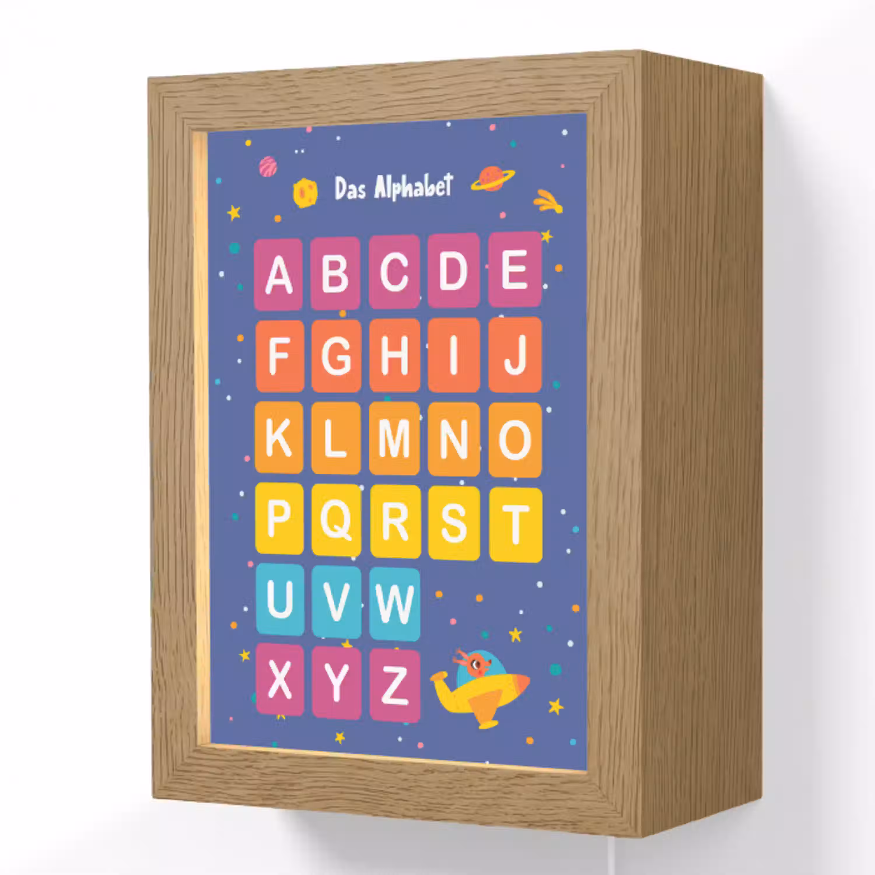 Educatief - Alfabet leren - Ruimte - Letters Light Box met kabel (Wandlamp kind) klein -3d