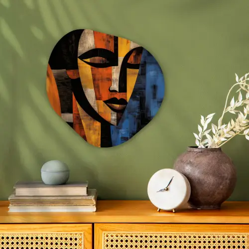 Abstract - Portret - Kleurvakken Wandcirkel Organisch Forex 3mm klein -sfeer2