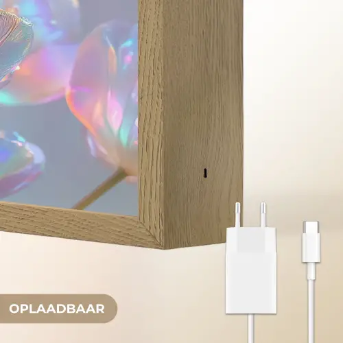 Tulpen - Glazen - Bloemblaadjes - Pasteltinten Light Box met batterij (Wandlamp) middel -USP_websiteoplaadbaarNL