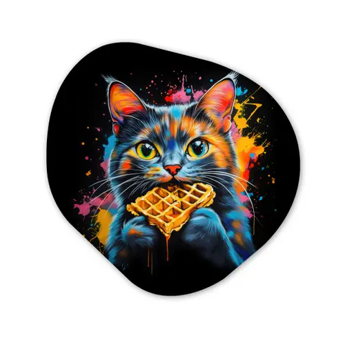 Kat - Graffiti - Kleurrijk - Wafel - Eten Wandcirkel Organisch Forex 3mm klein -3d