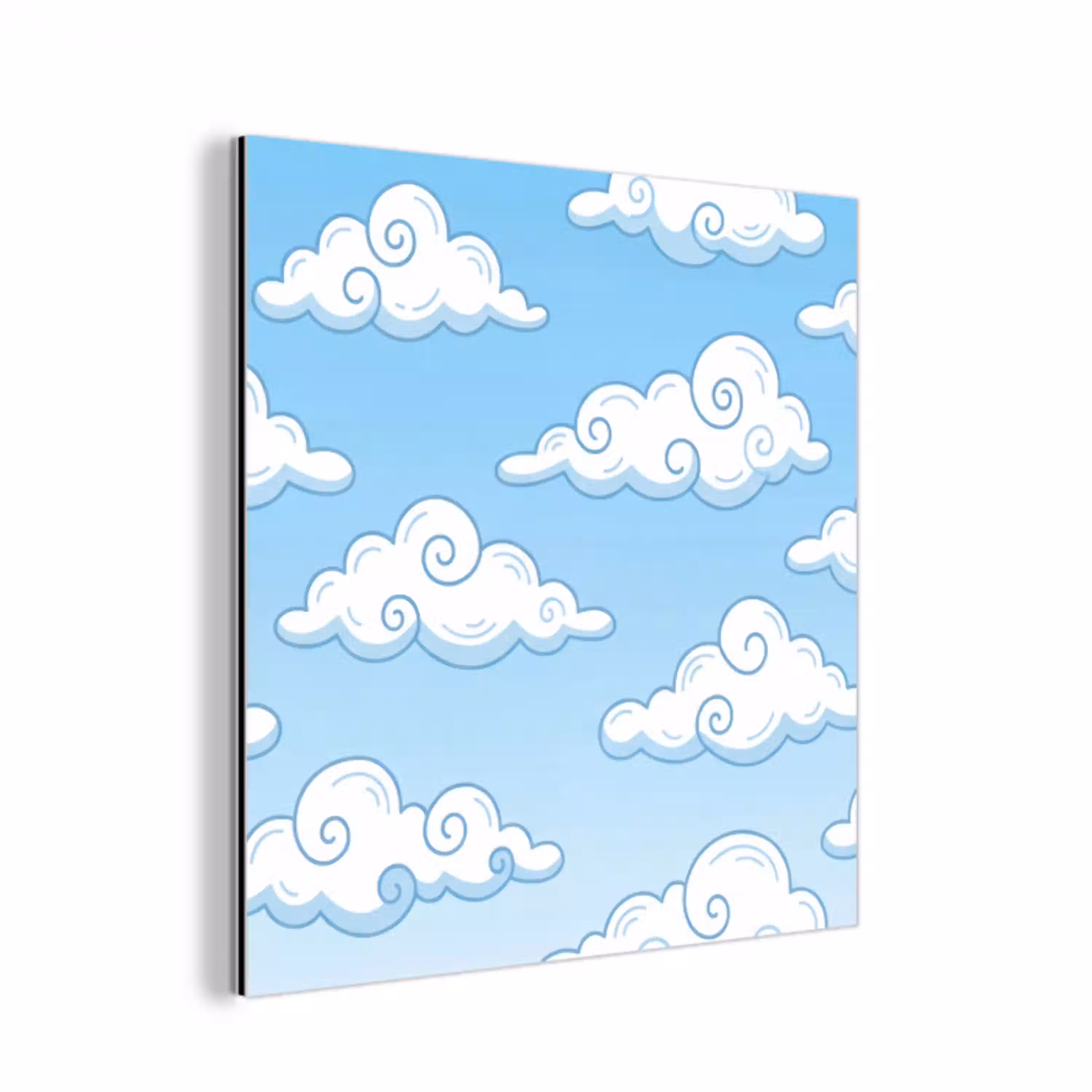 Wolk - Lucht - Cartoon - Blauw - Wit aluminium wit klein -3d
