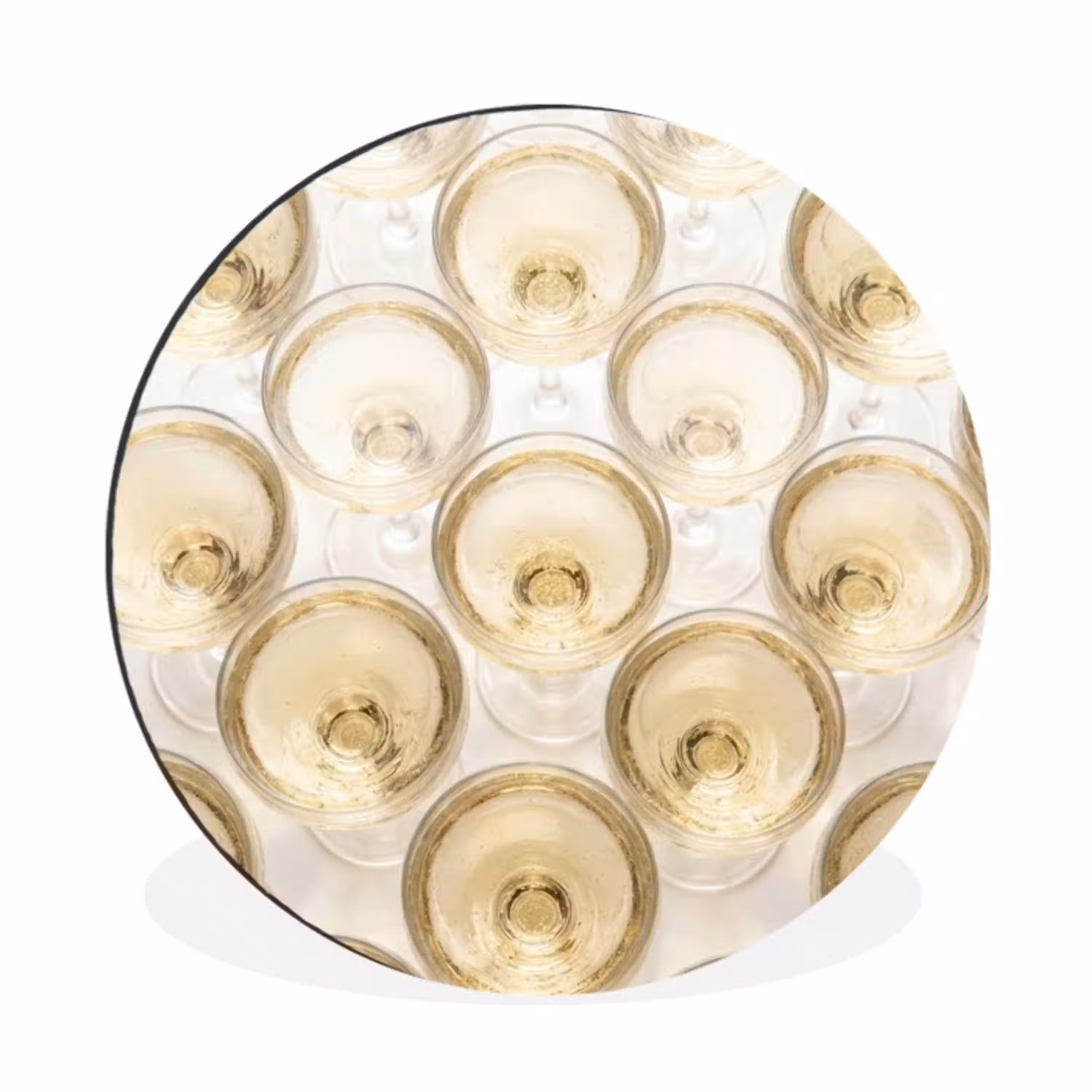 Drank - Glazen - Feest - Goud Wandcirkel aluminium klein -3d