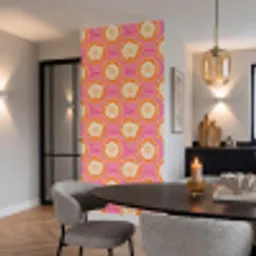 Retro - Bloemen - Kleurrijk Behang Vinyl klein 1060 -sfeer3
