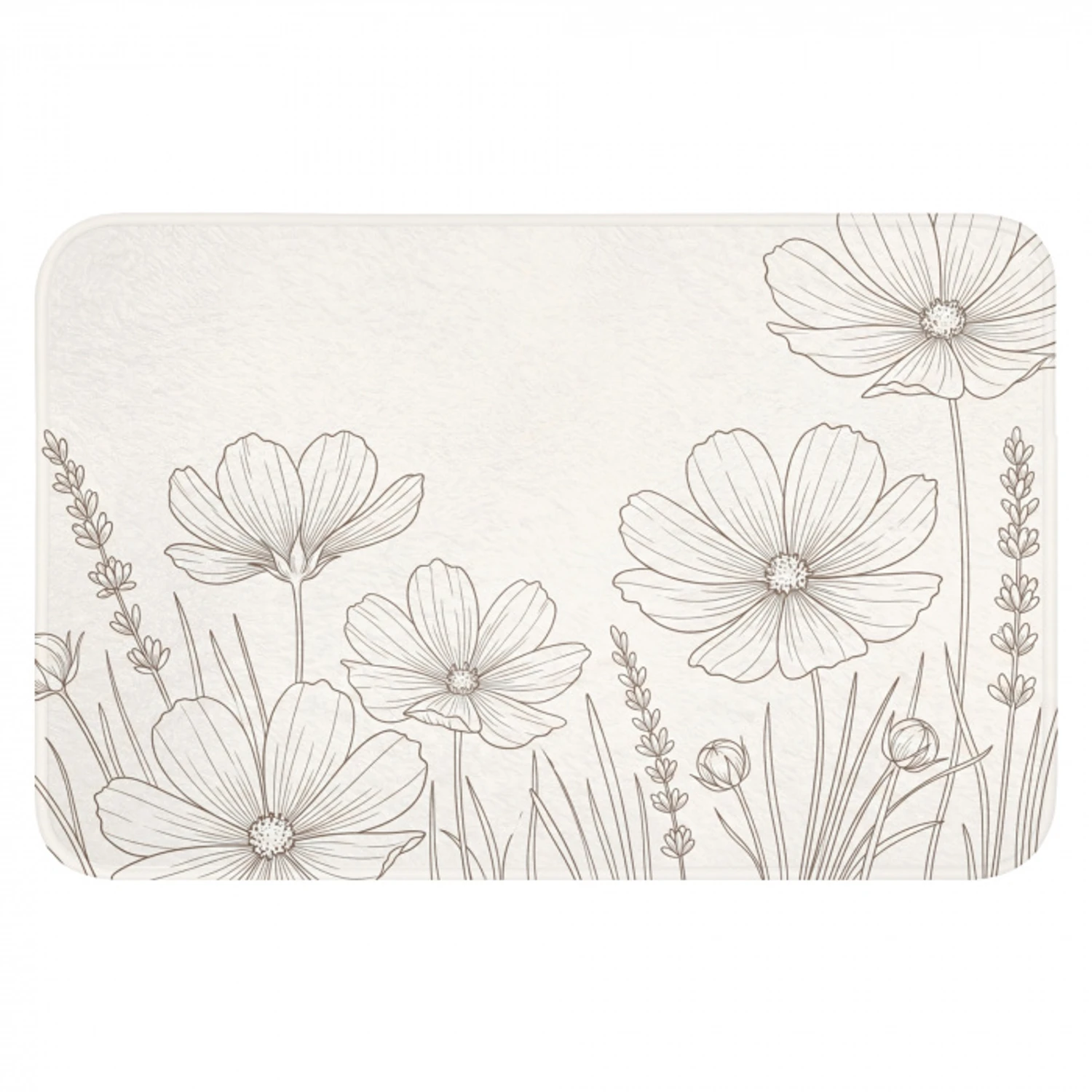 Minimalistisch - Modern - Bloemen - Beige Badmat klein -3d