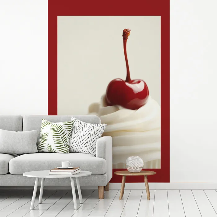 Cupcake - Kers - Rood fotobehang vinyl groot -woonkamer